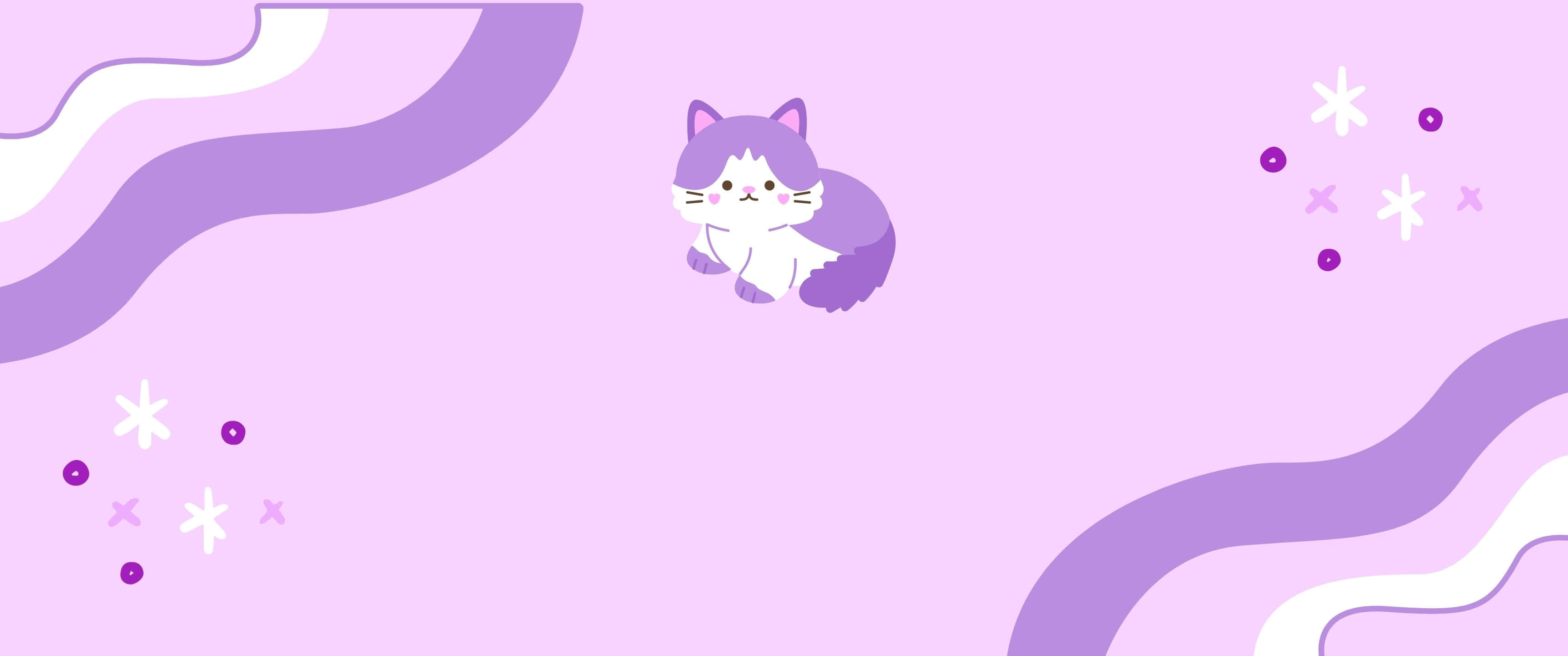 紫色の背景に立っている猫 壁紙