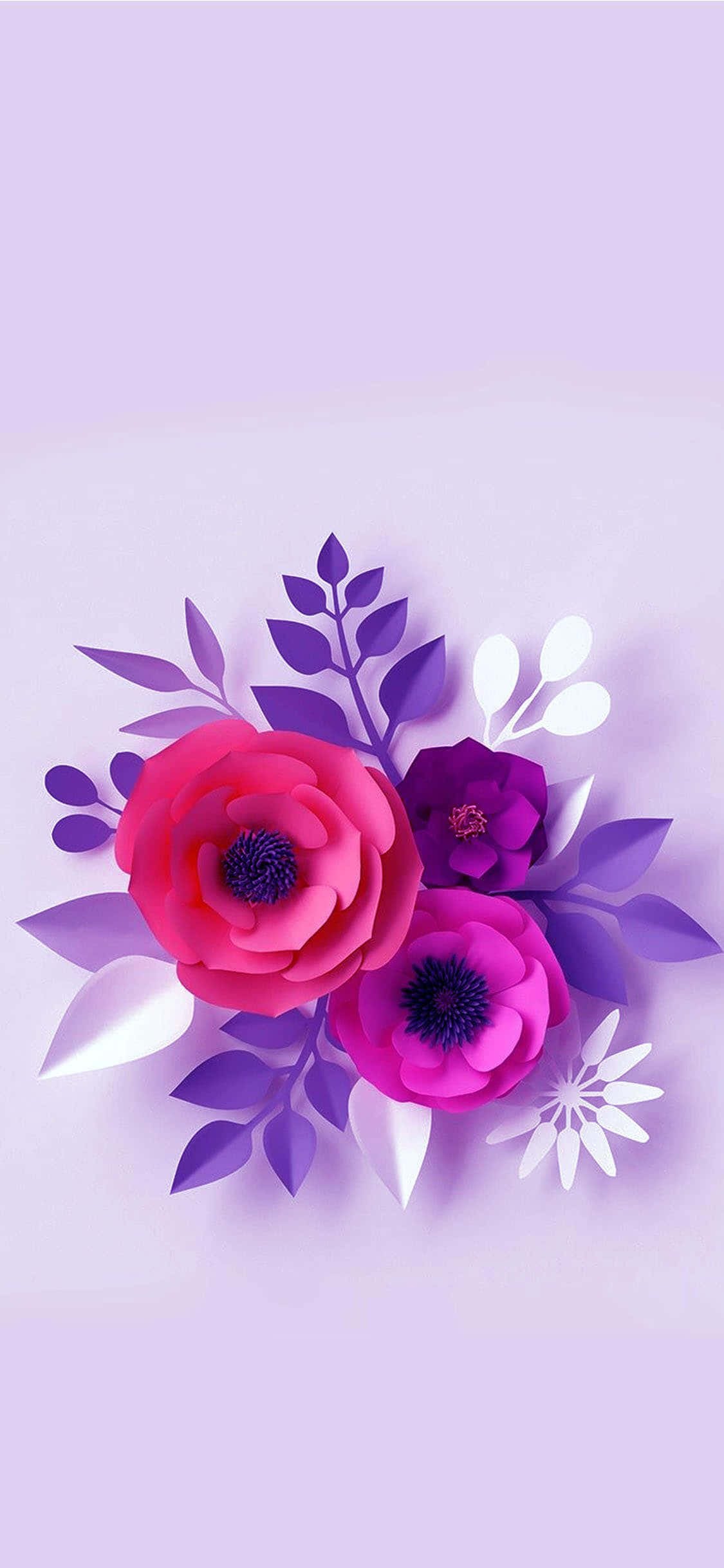 紫色の背景に紙の花 壁紙