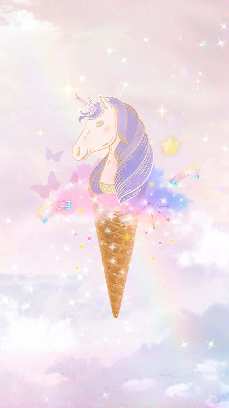 紫髪ユニコーンのかわいいアイスクリーム 壁紙