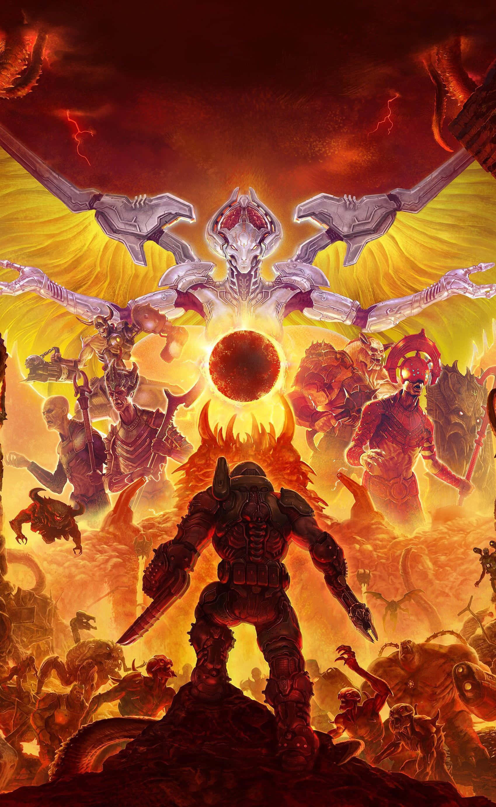 終末 - 悪魔と悪魔が描かれたポスター 壁紙