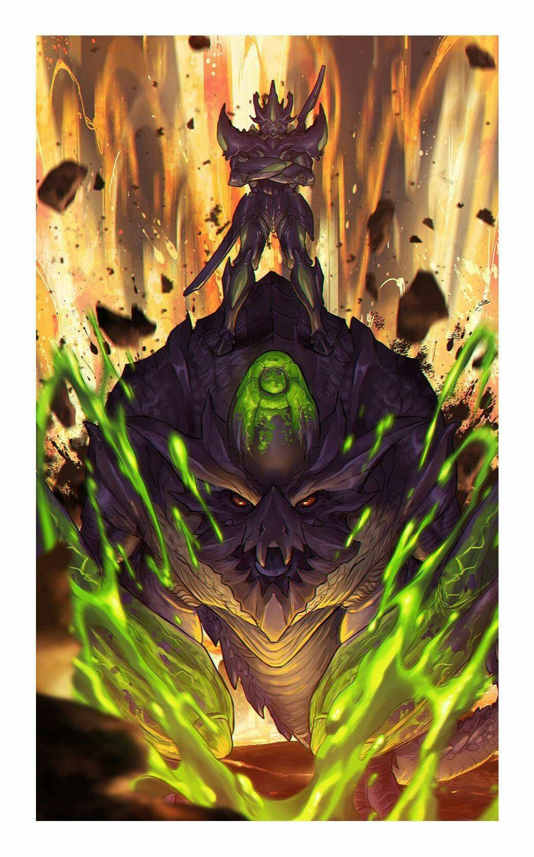 緑と黒のドラゴン、緑の炎をまとって 壁紙