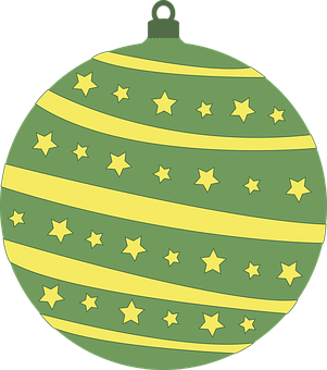 緑のクリスマスオーナメントと星々 壁紙