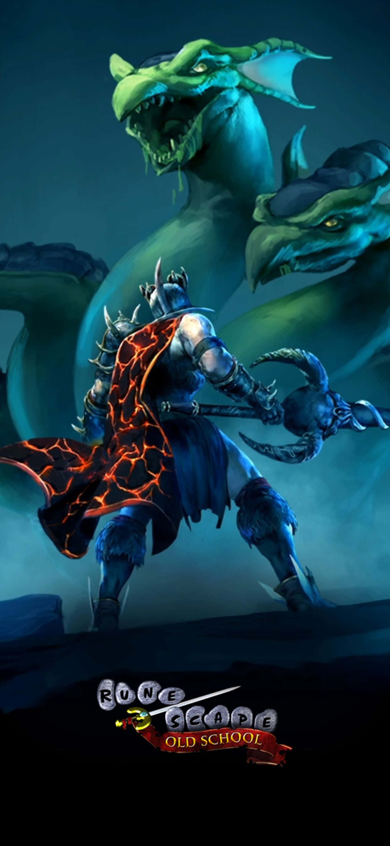 緑のドラゴンと戦士 iPhone XS Max Runescape Oldschool 背景 壁紙