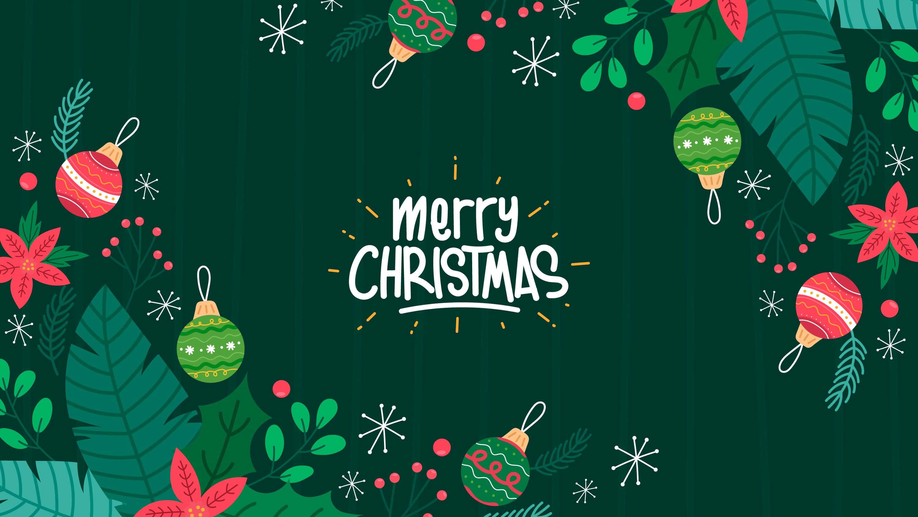 緑のメリークリスマスホリデーグリーティング 壁紙