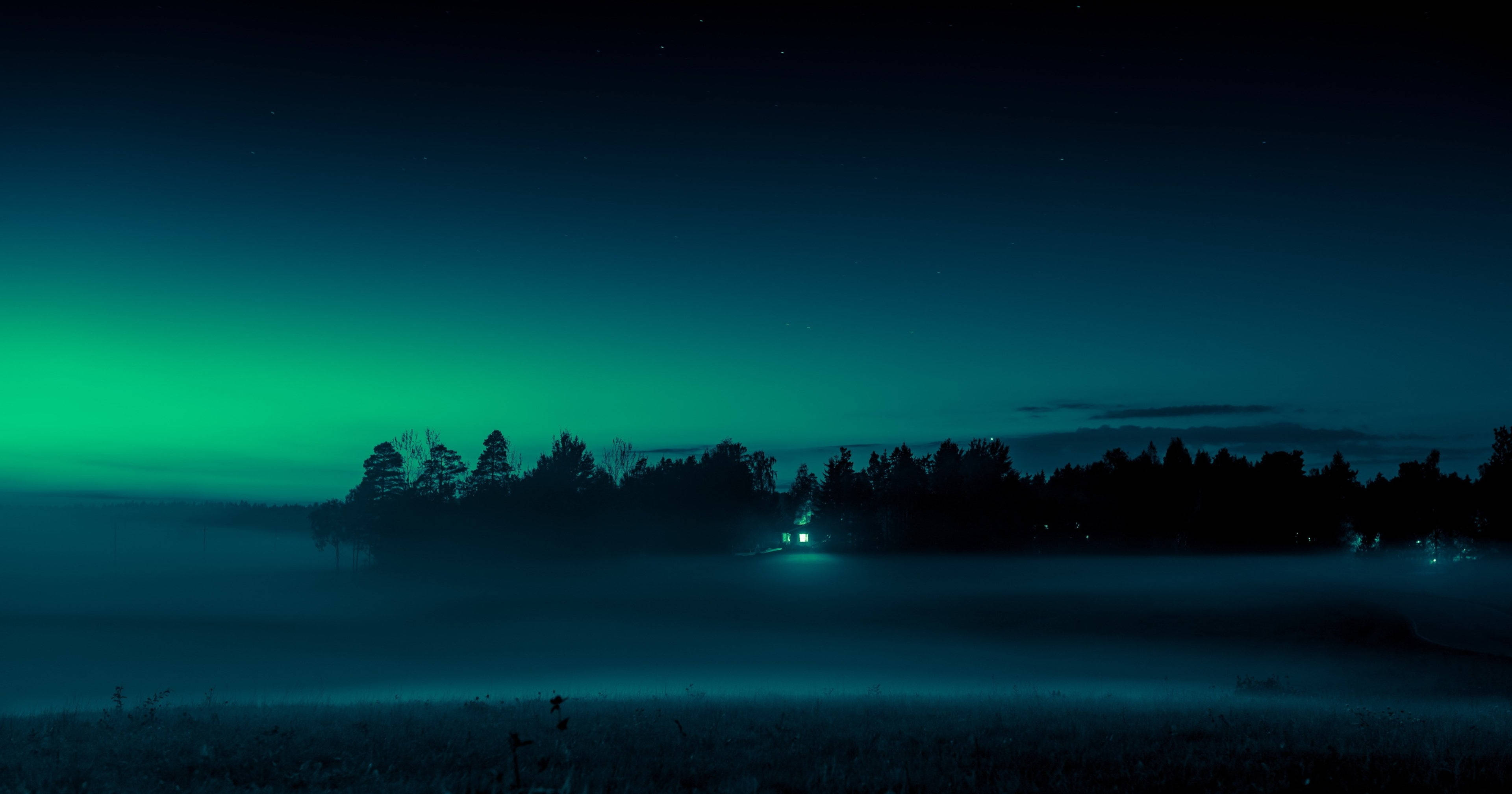 緑の夜空 プロフェッショナルデスクトップ 壁紙