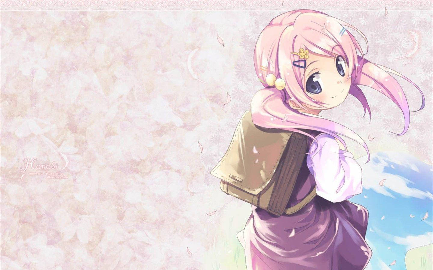 美しいアニメの女子学生 壁紙