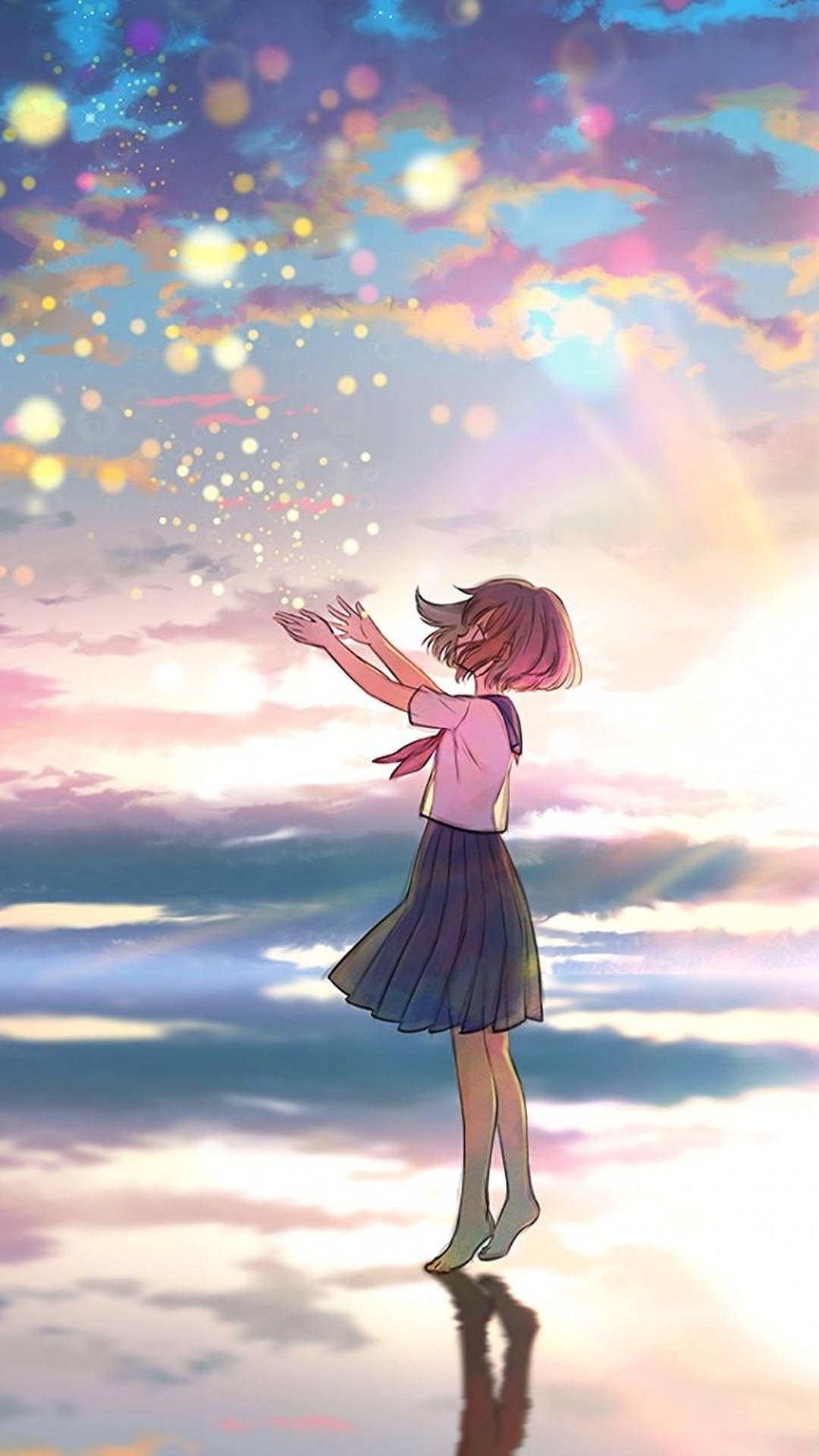 美しいアニメ風の女子高生 壁紙