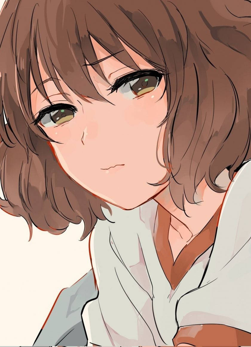 美しいアニメ風の茶髪の少女