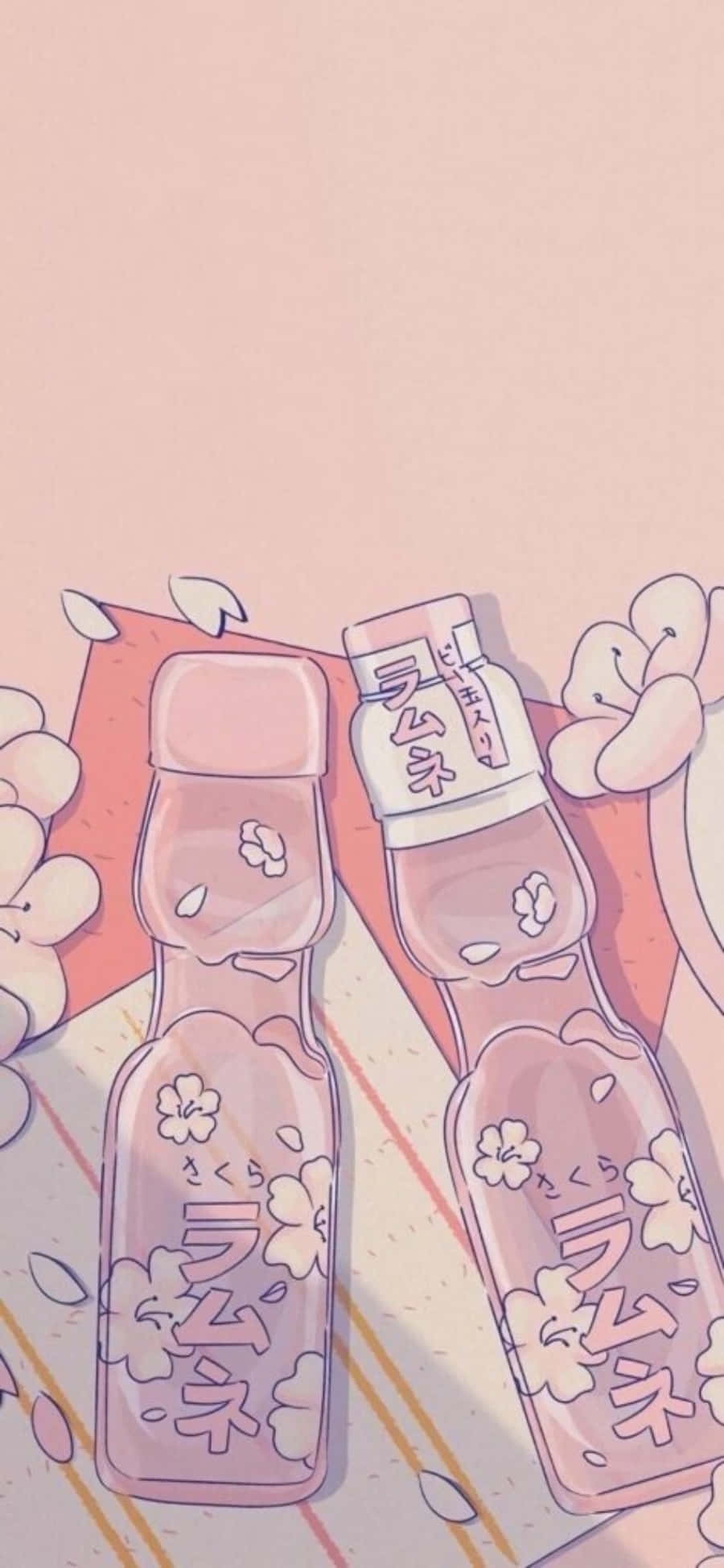 エステティックピンクかわいいボトルドリンク 壁紙
