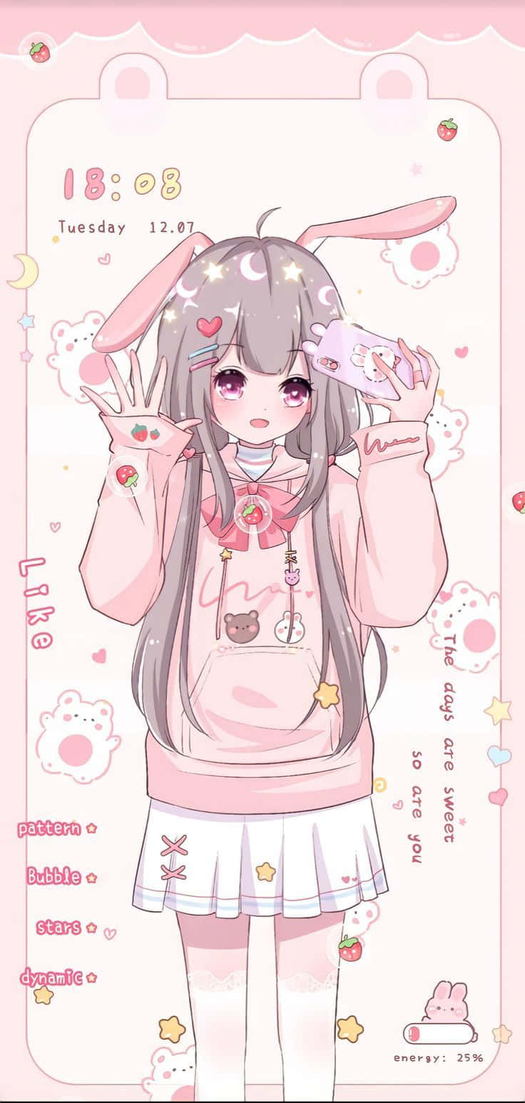 美しいピンクのアニメ美学の世界を探検 壁紙