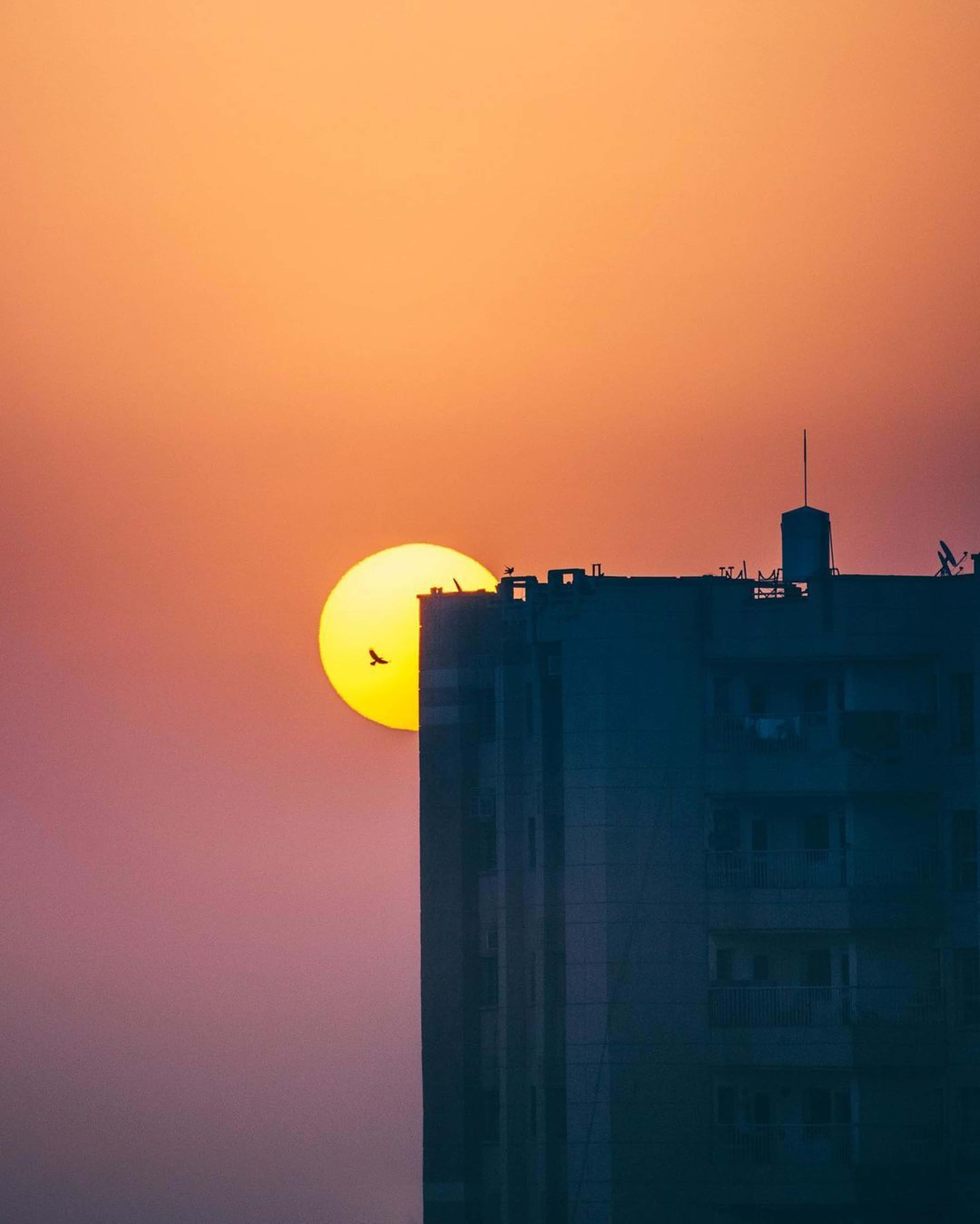 美しい夕日を開放的な空の下で楽しむ 壁紙