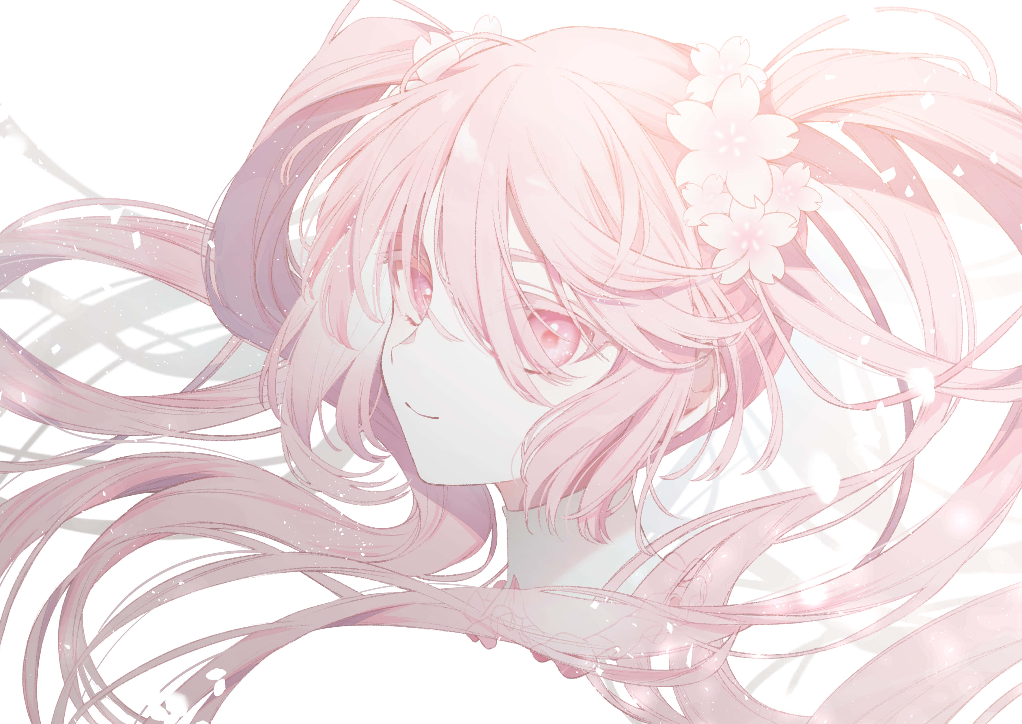 美しい桜の花びらと共に過ごす桜ミク 壁紙