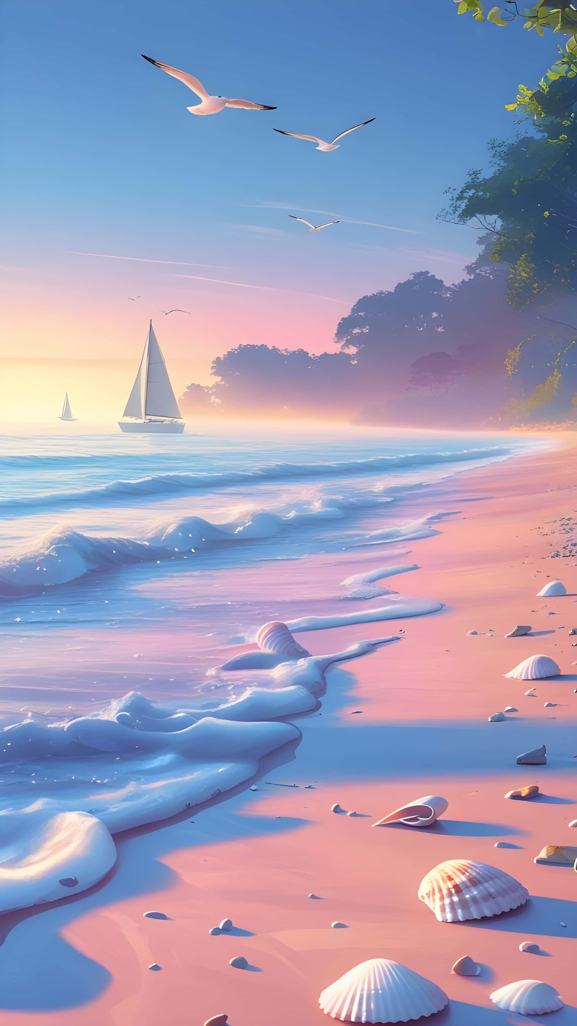 美しい海辺のビーチアート 壁紙