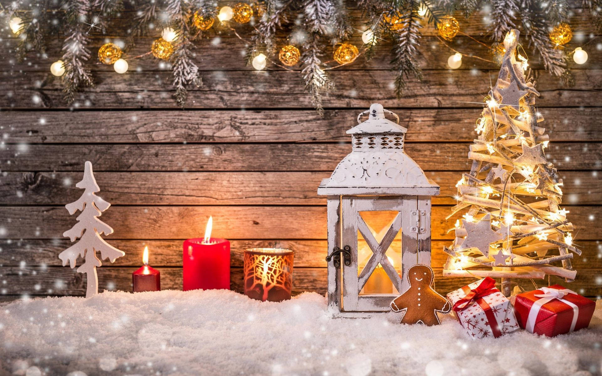 美しい白いクリスマスランタン 壁紙