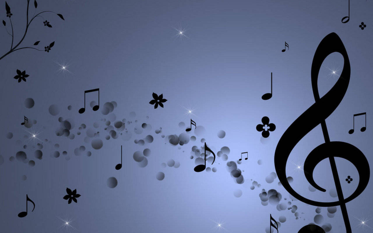 美しい音楽の花と音符 壁紙