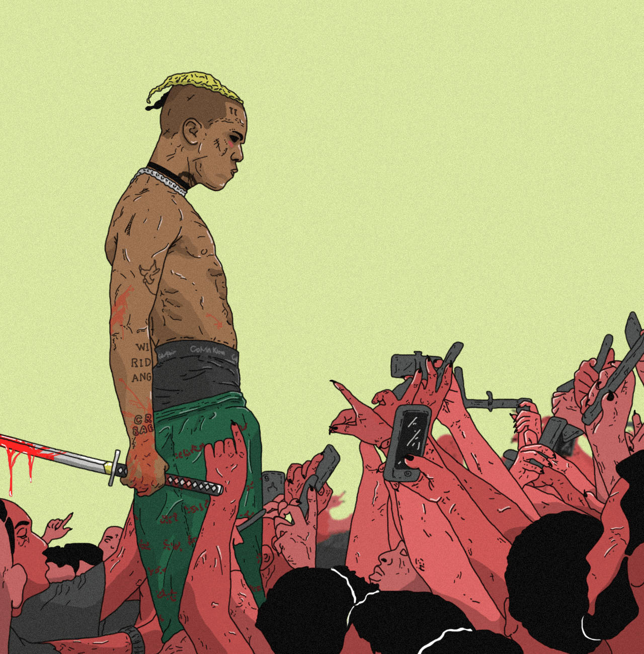 群衆の中のXXXTentacionアニメ 壁紙