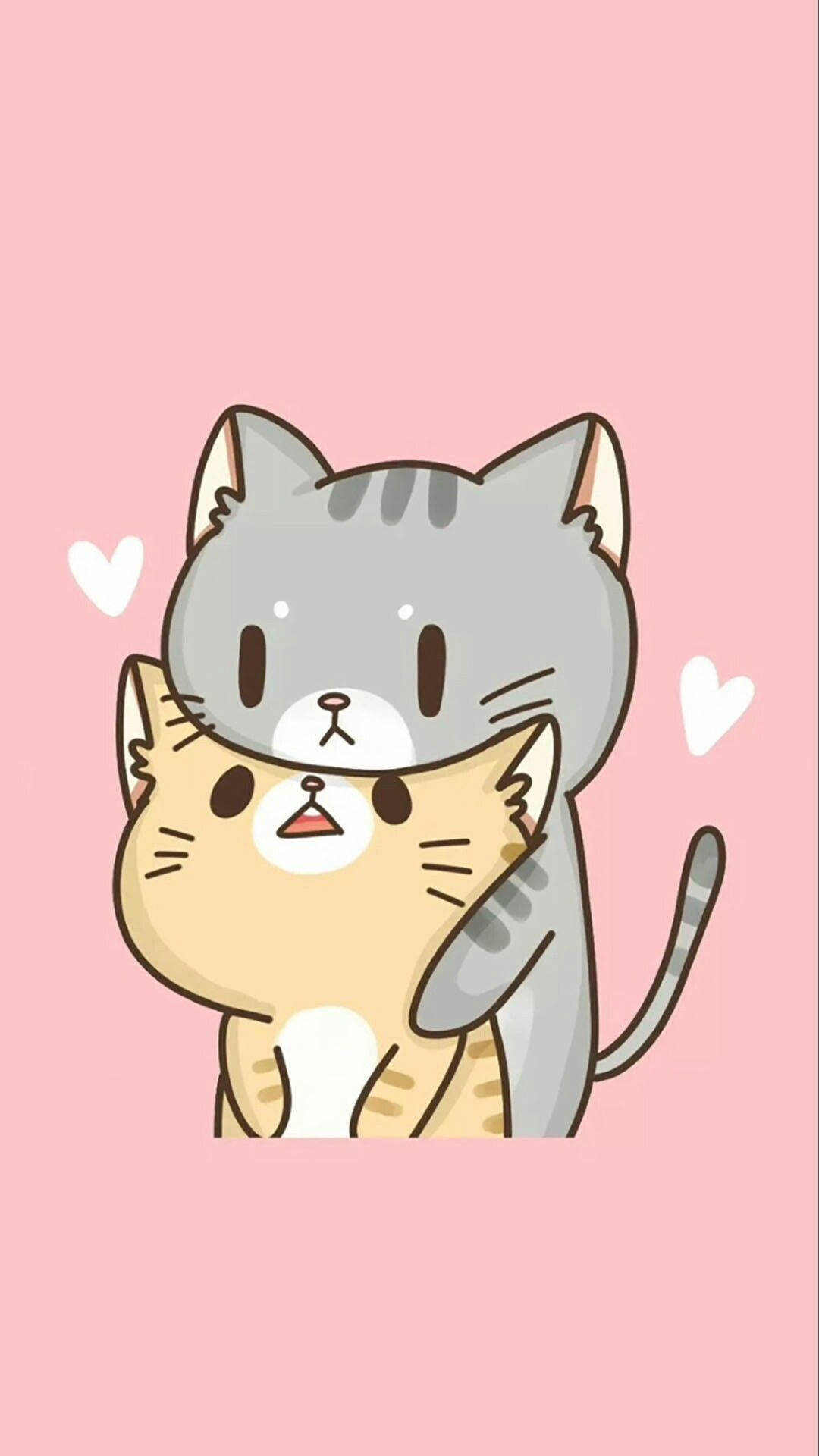 茶色と灰色の漫画の猫 壁紙