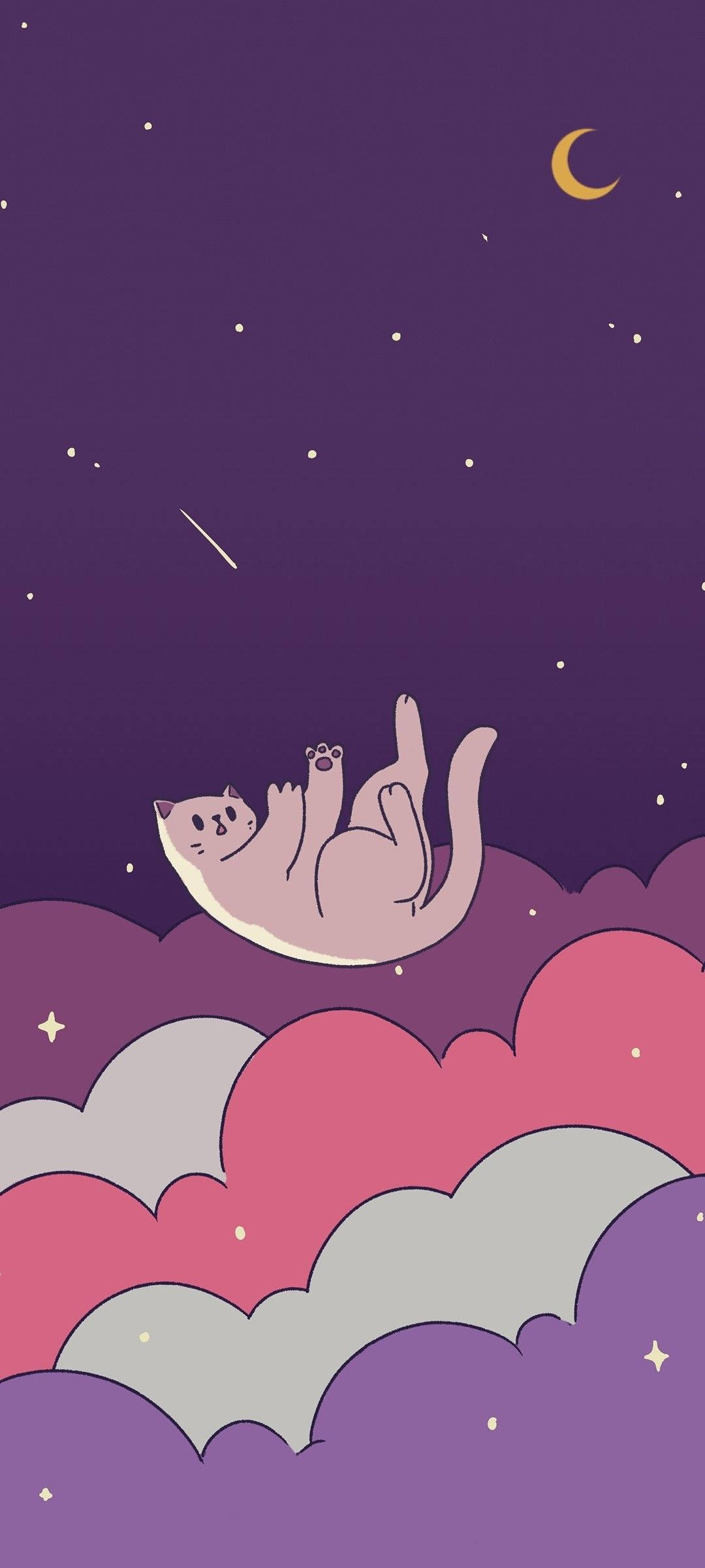 落ちる猫のソフトで美しいアート 壁紙