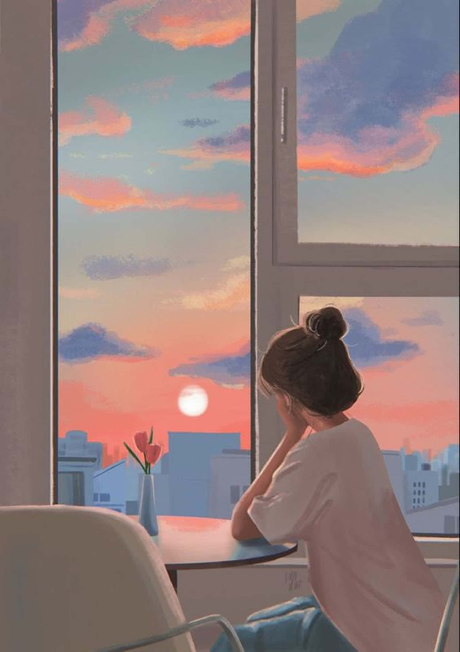 落ち着いたアニメガールの美学 夕焼けの空 壁紙