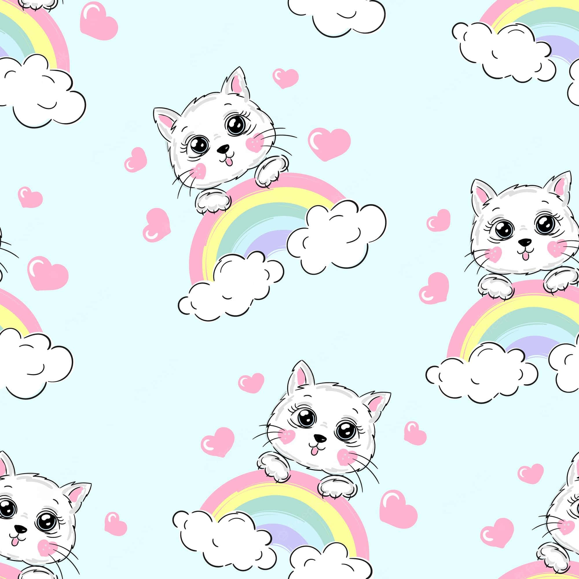 虹の上のかわいい子猫たち 壁紙