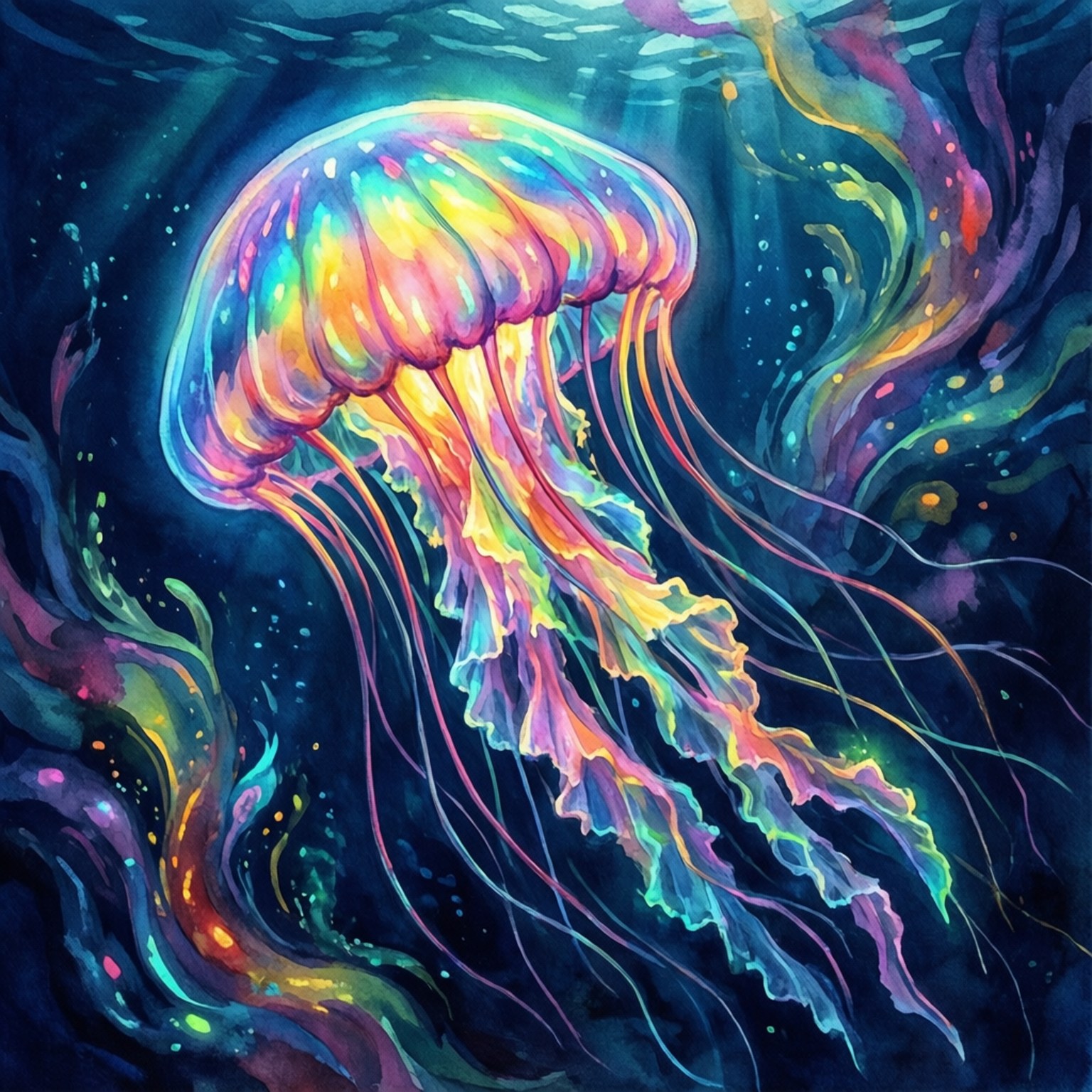 虹色クラゲの夢 壁紙