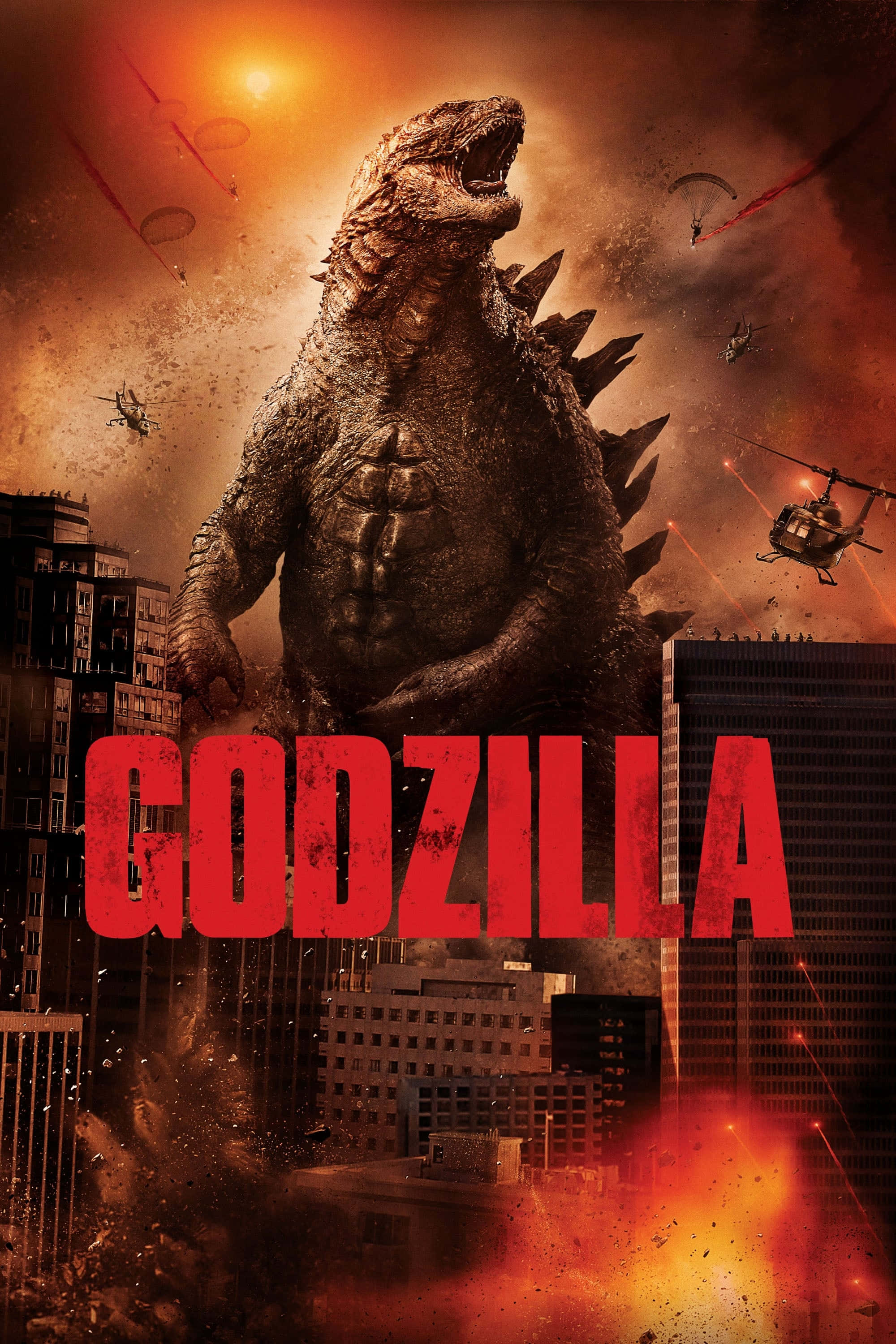 街を歩くゴジラの映画ポスター写真 壁紙