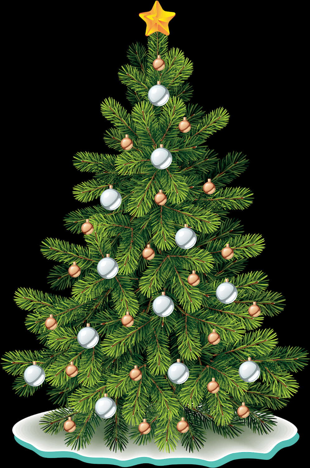 装飾されたクリスマスツリーのイラスト 壁紙