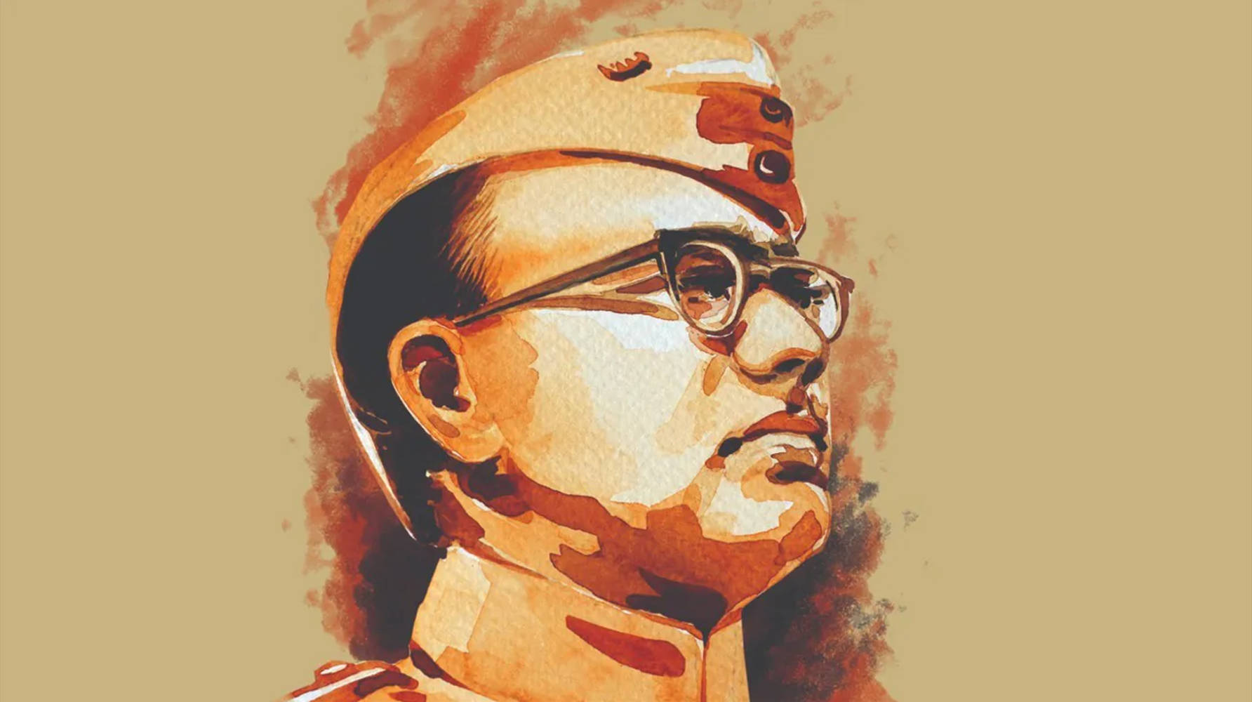 褐色とブロンズのネタジ・ボース肖像画 壁紙