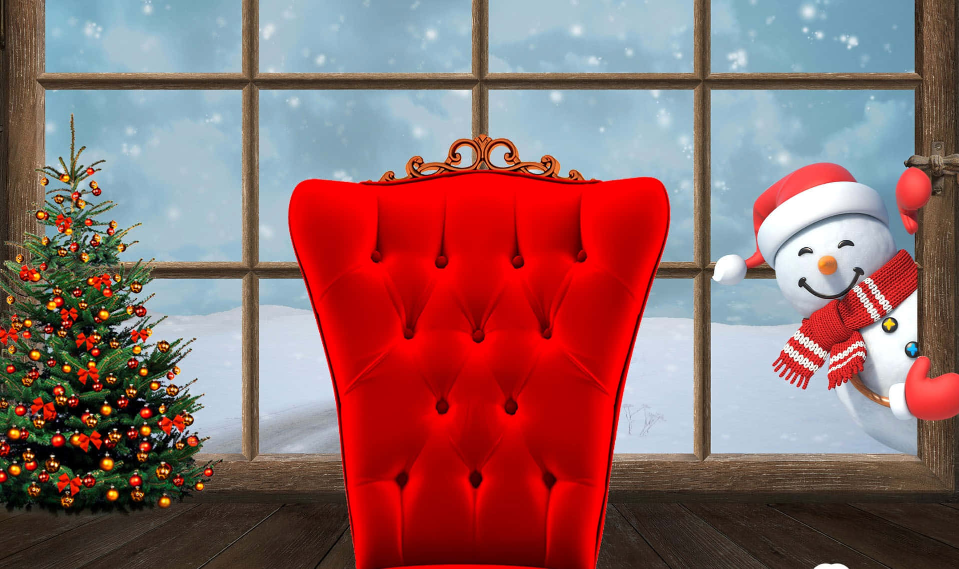 赤いエレガントな椅子 デジタルアート クリスマスTeams背景 壁紙