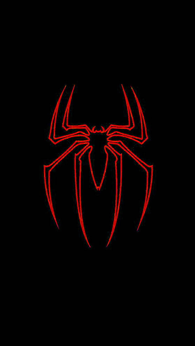赤いスパイダーマンのエンブレム、無地の黒背景 壁紙
