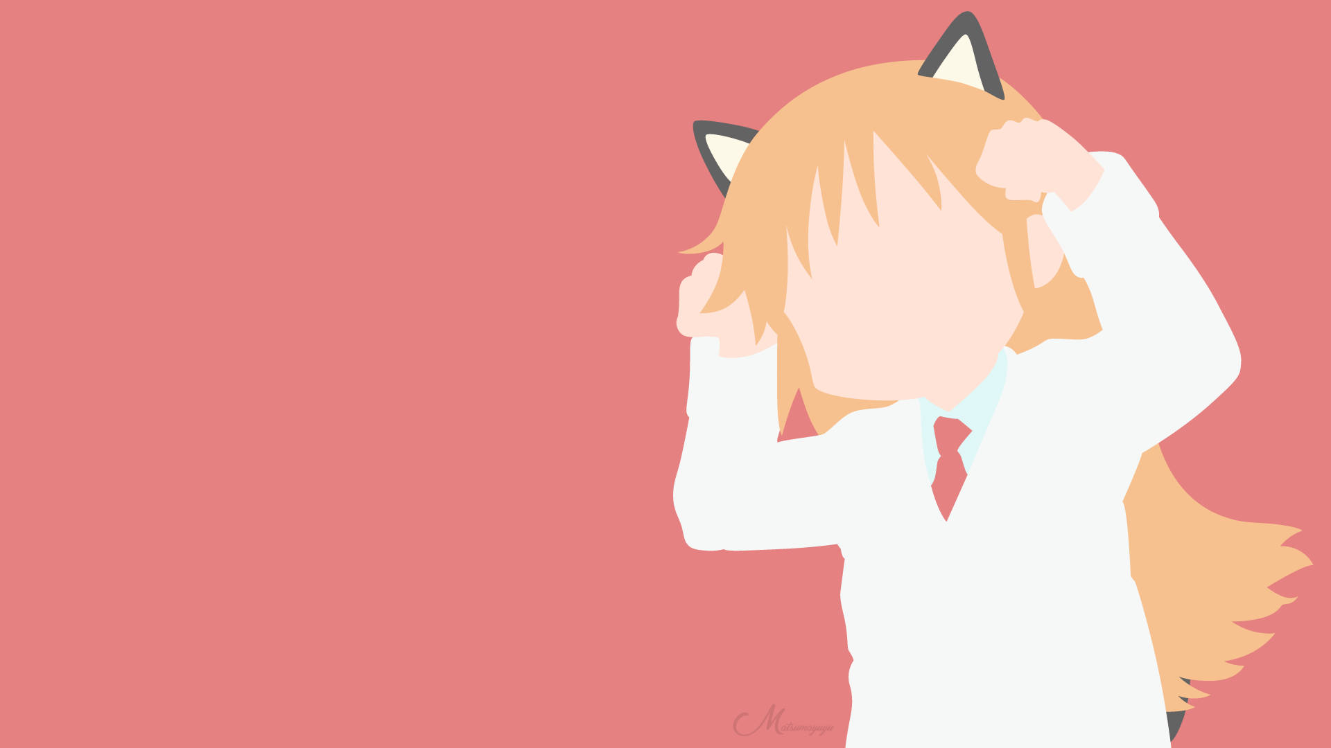 赤いミニマルな日常博士の猫 壁紙