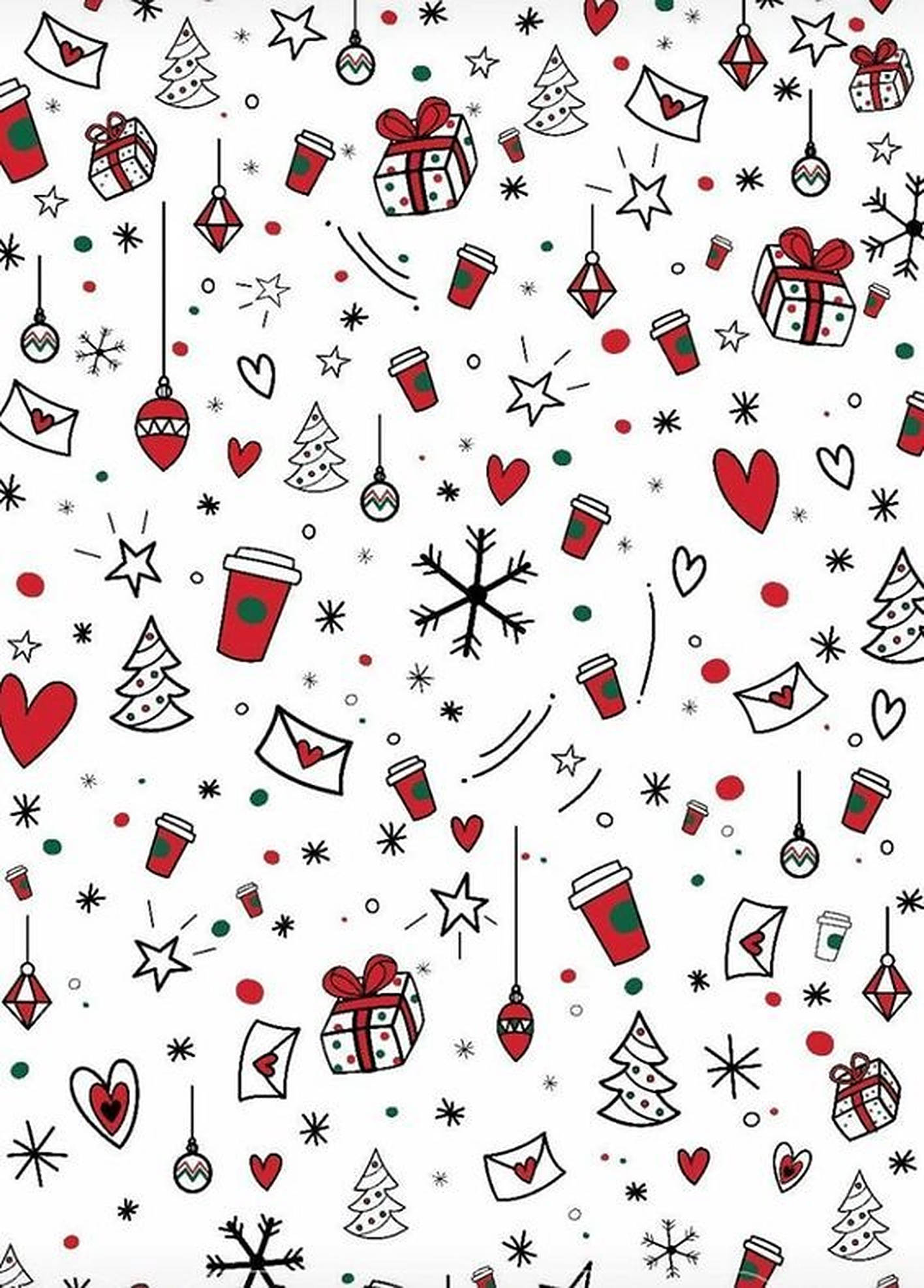 赤と白のかわいいクリスマスパターン 壁紙