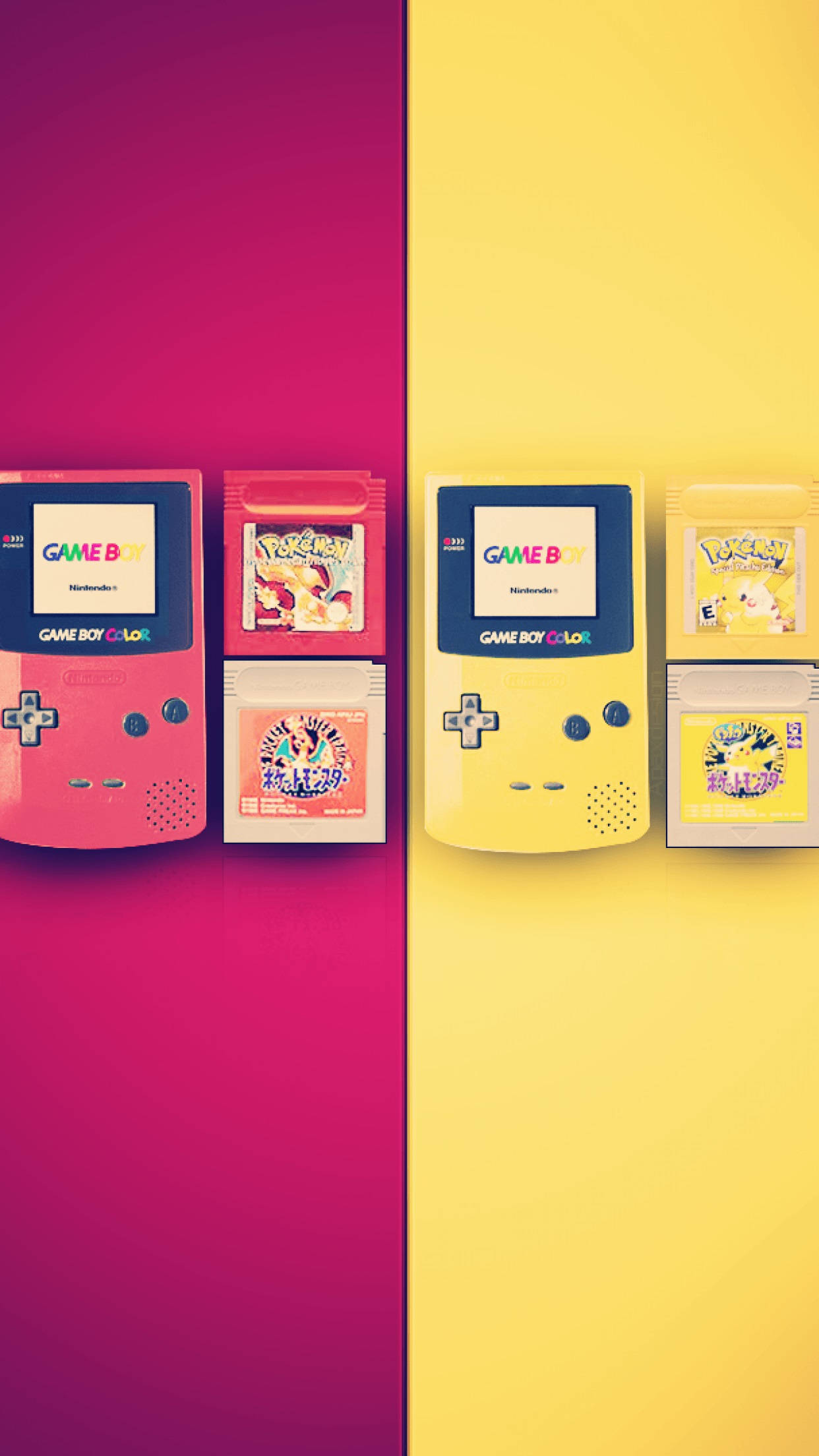 赤と黄色のゲームボーイカラー 壁紙