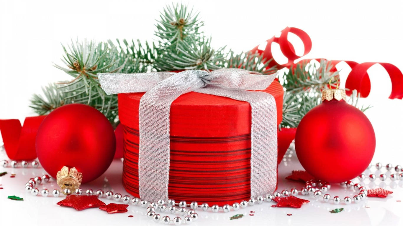 赤をテーマにしたクリスマスプレゼント 壁紙