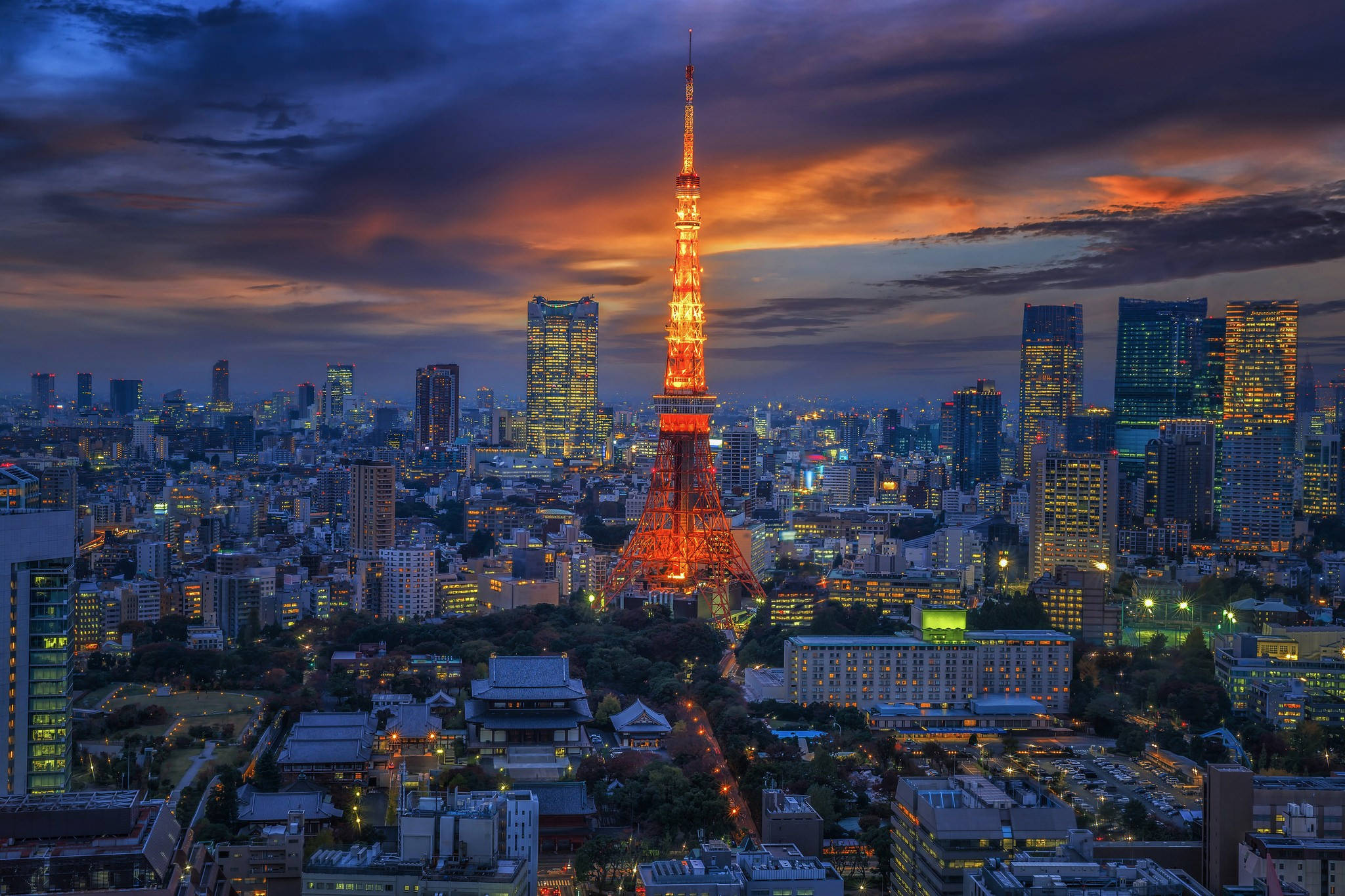 赤橙の東京タワー 壁紙