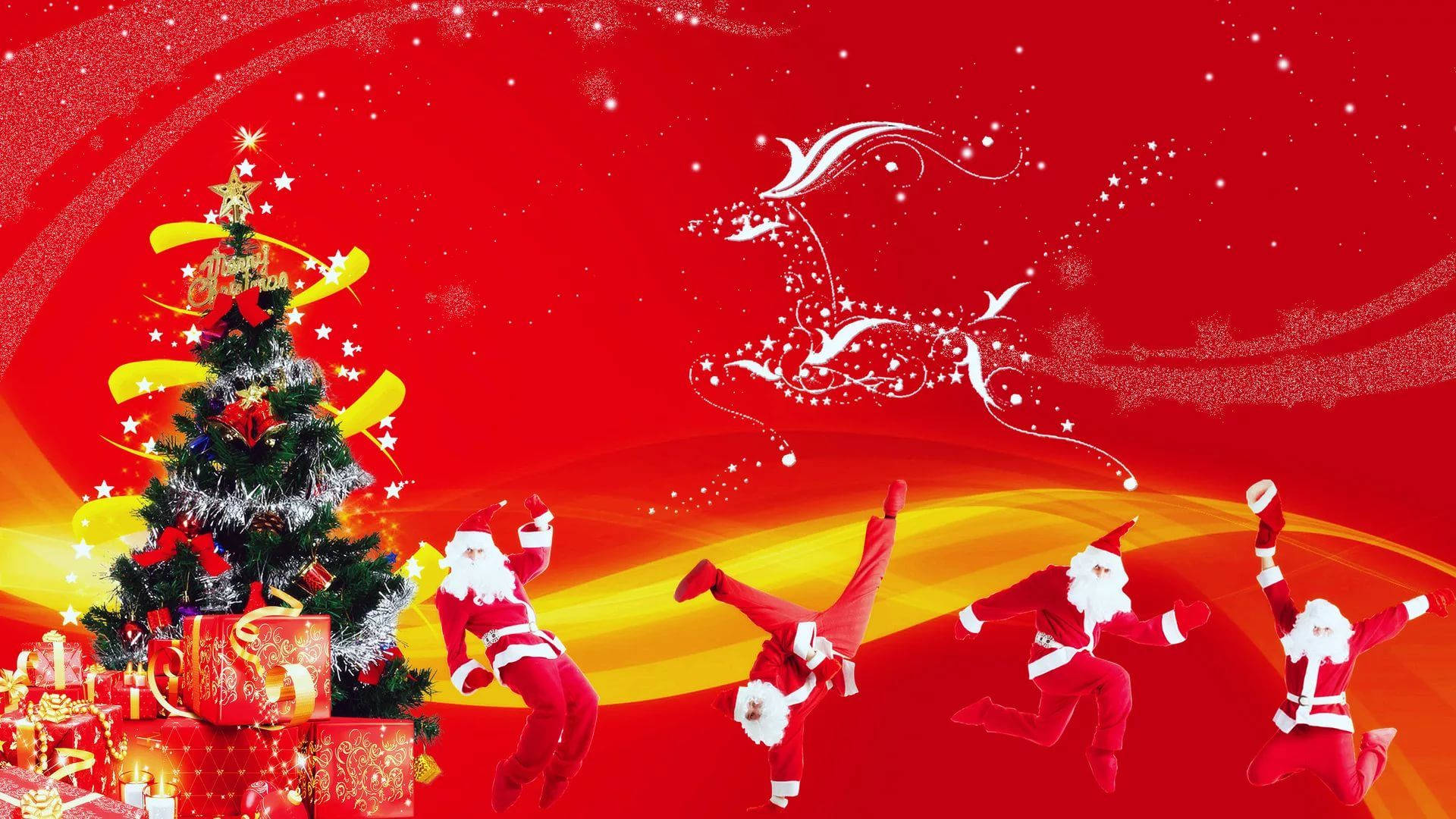 踊るサンタクロース 楽しいクリスマス 壁紙