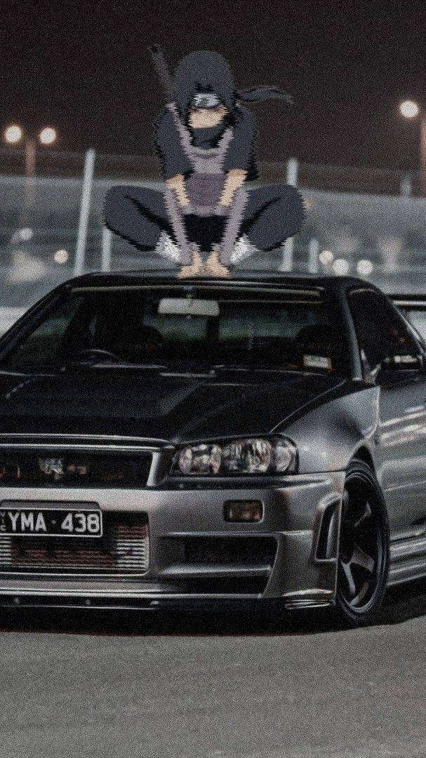 車の上にうずくまるイタチ アニメ 壁紙