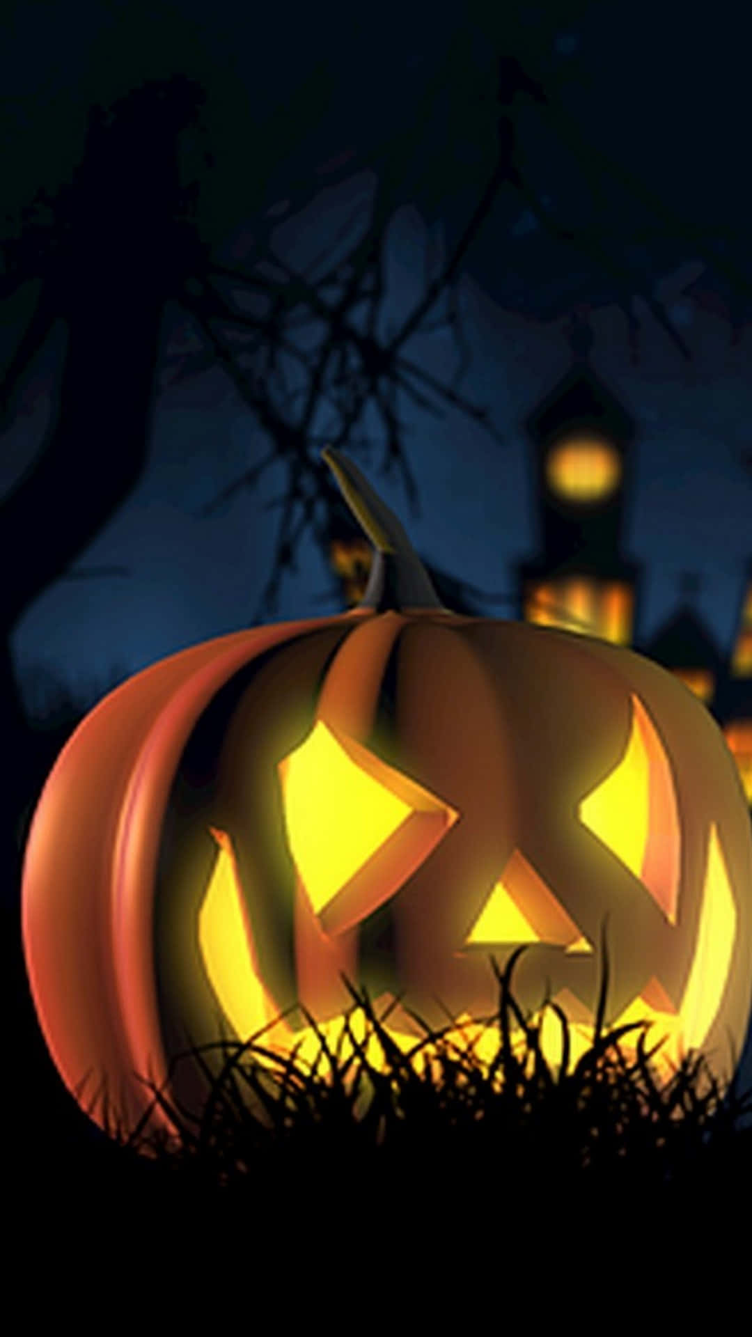 輝くジャック・オー・ランタンのiPhoneハロウィン背景 壁紙