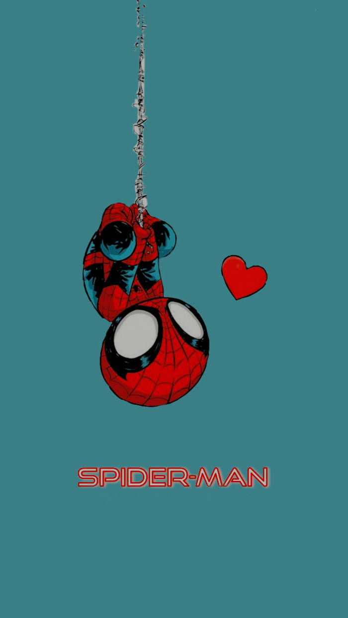 逆さにぶら下がるスパイダーマン キュートなマーベル風 壁紙