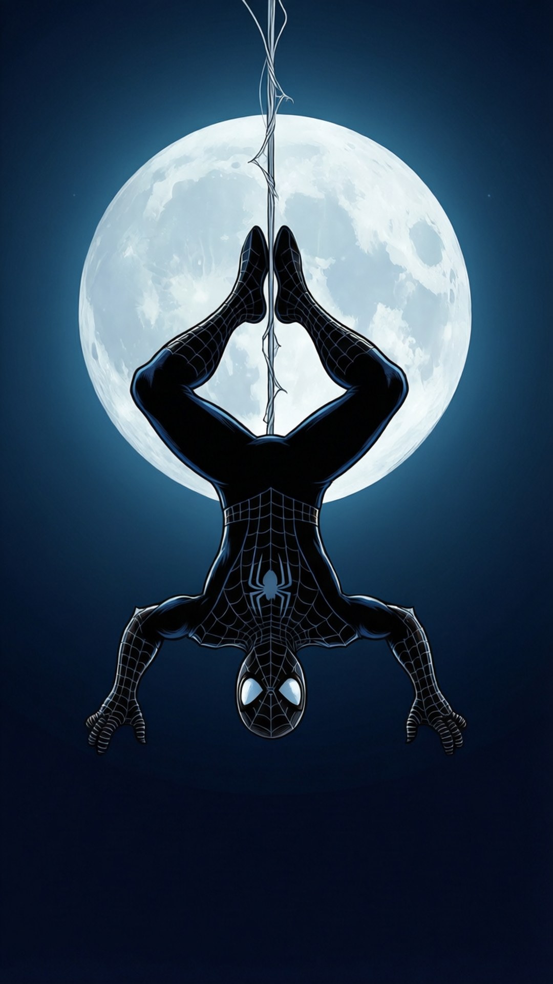 逆さまの満月の下のスパイダーマン 壁紙