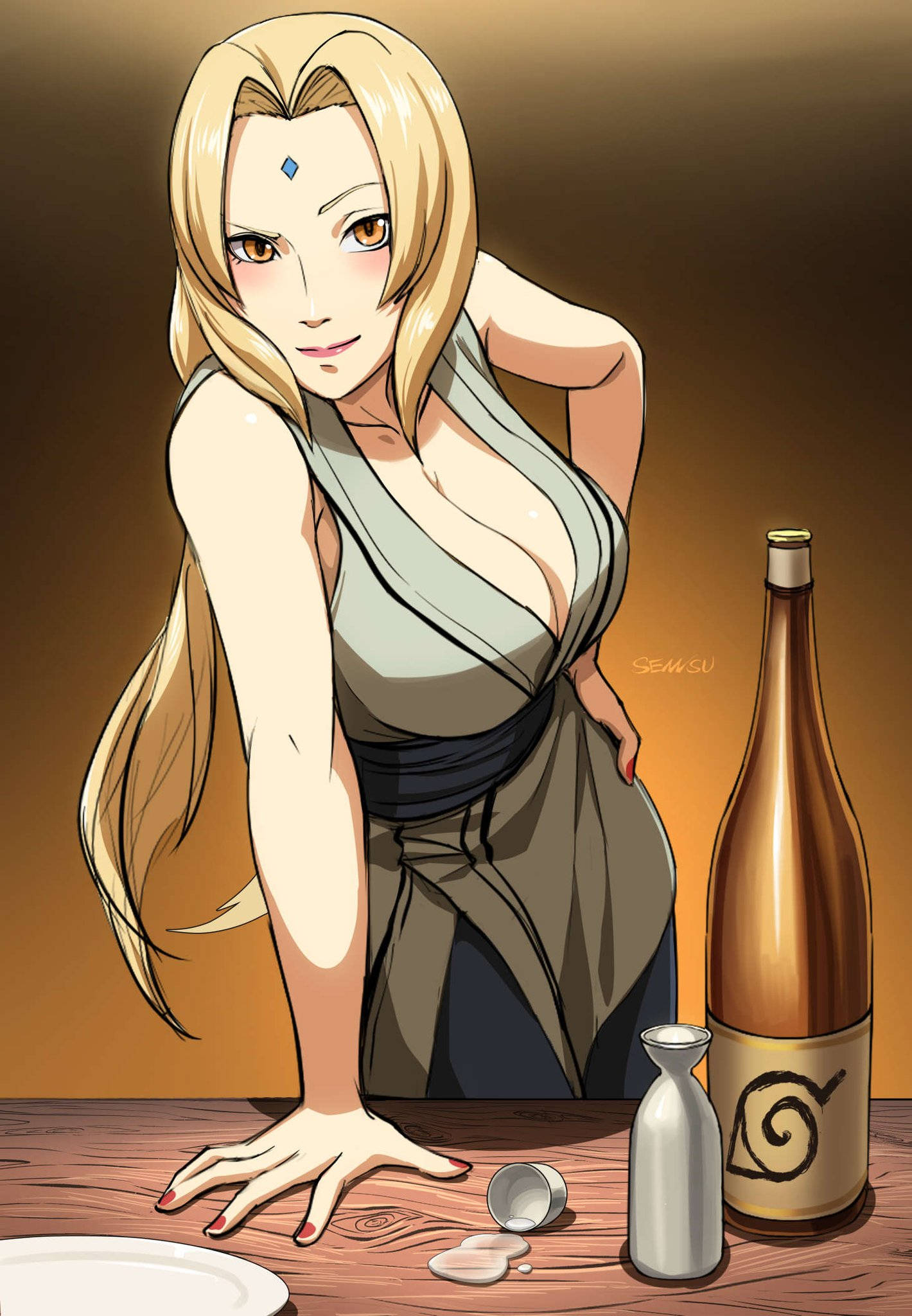 酒瓶を持つ綱手 壁紙