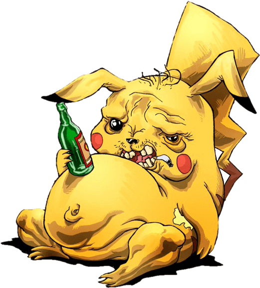 酔っ払ったピカチュウ風キャラクターのイラスト 壁紙