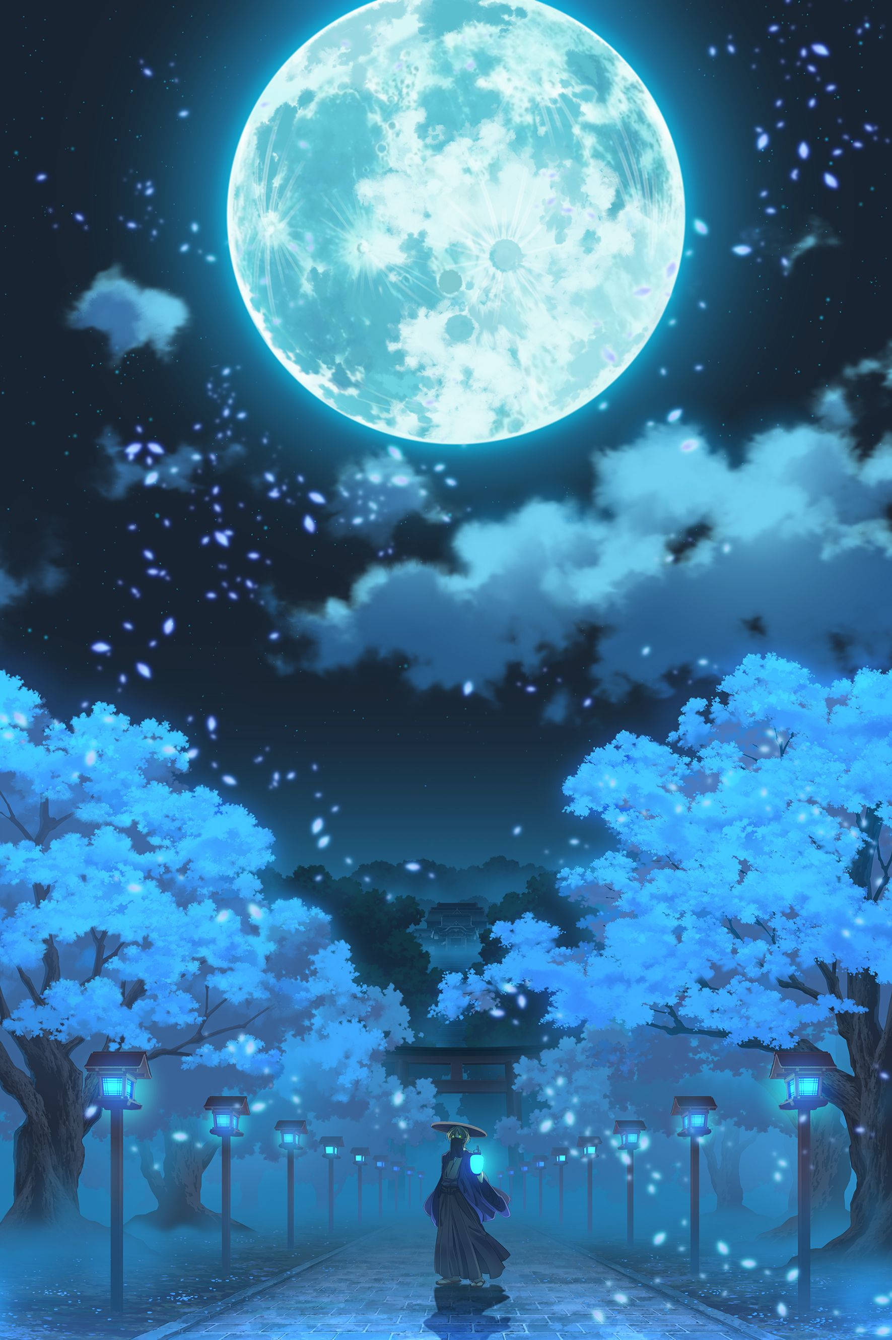 銀河の月とアニメアート 壁紙