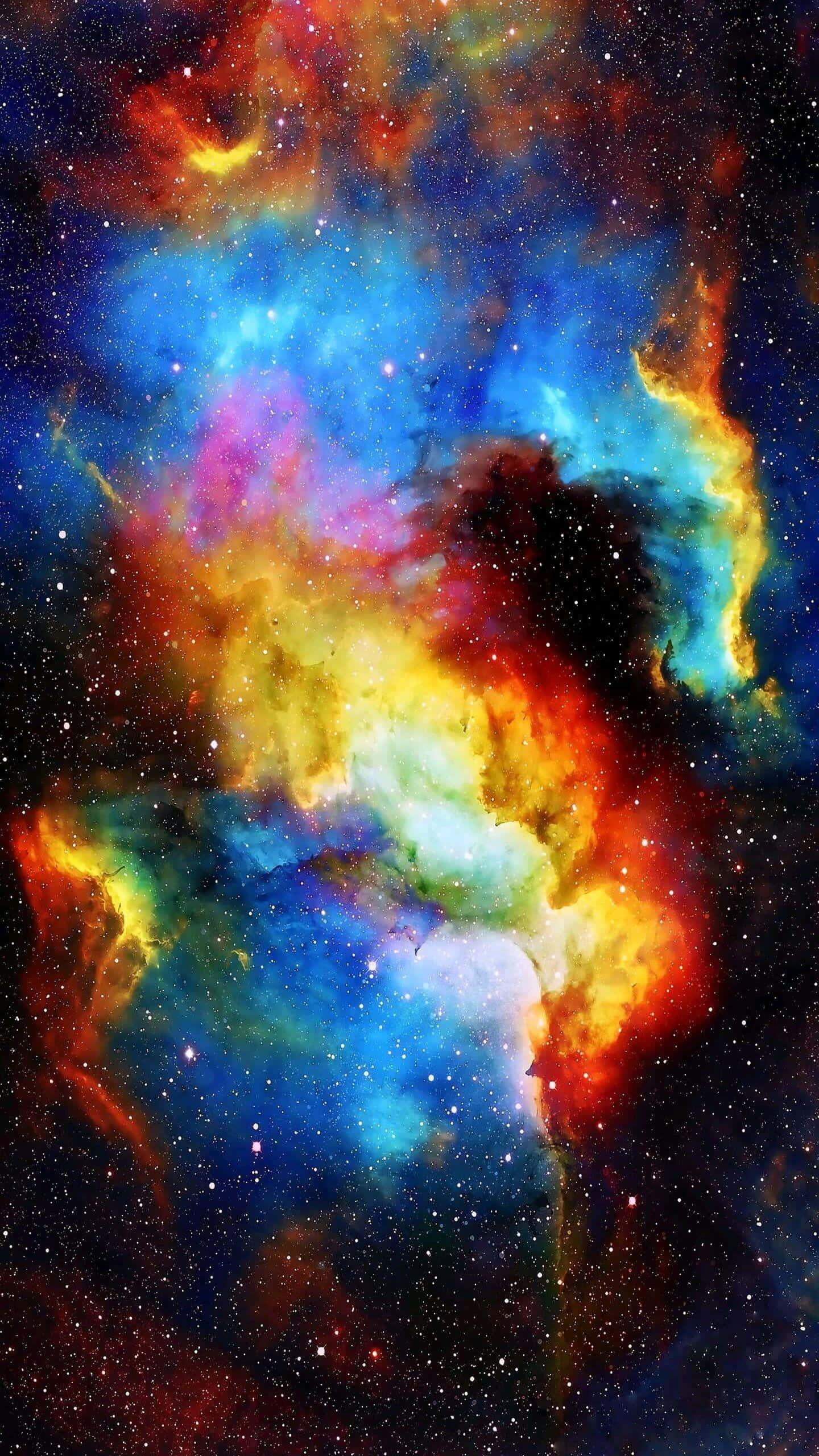 銀河宇宙の背景に広がる鮮やかな星雲 壁紙