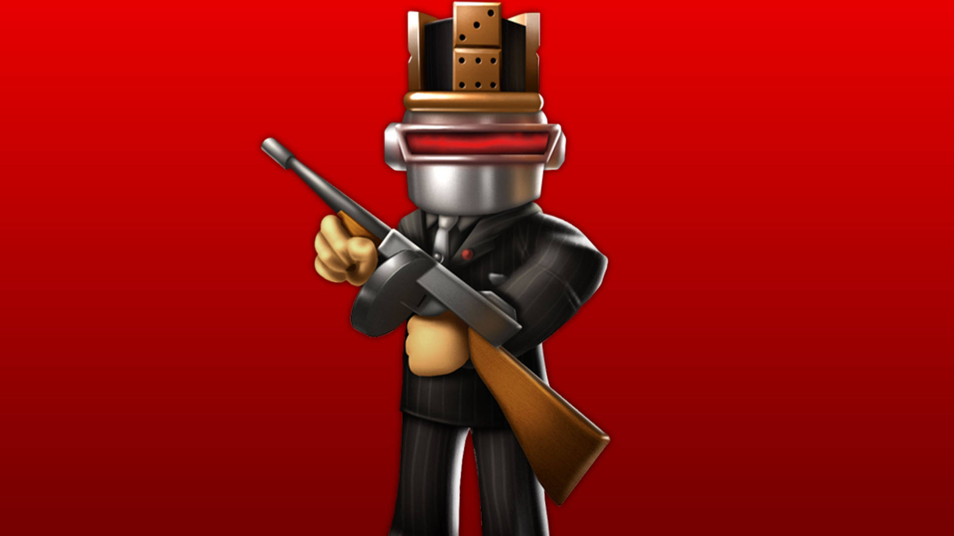 Robloxビデオゲームのアバターロボットガンマンの素晴らしい壁紙。