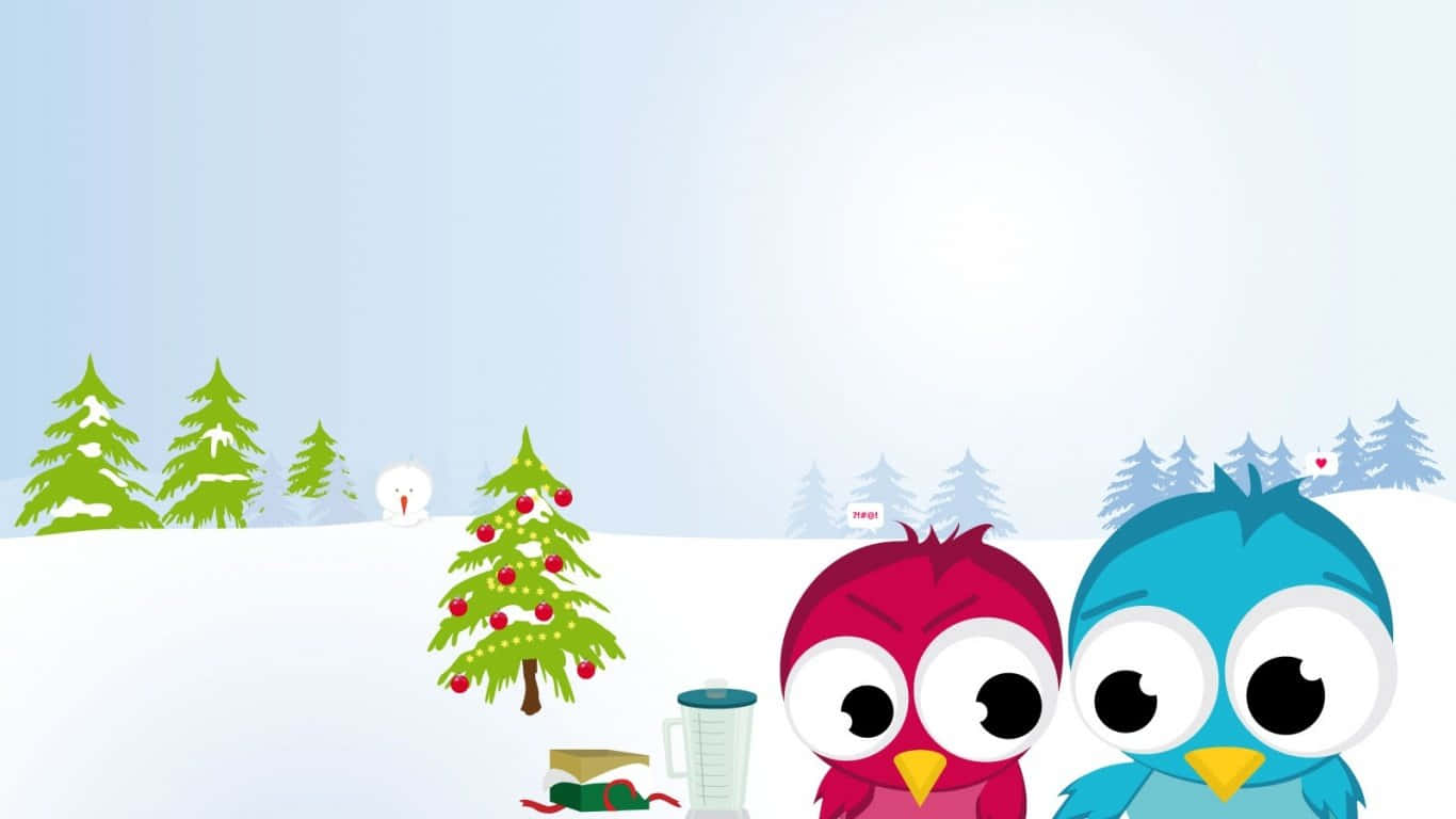 陽気なサンタと楽しそうなトナカイのクリスマス 壁紙