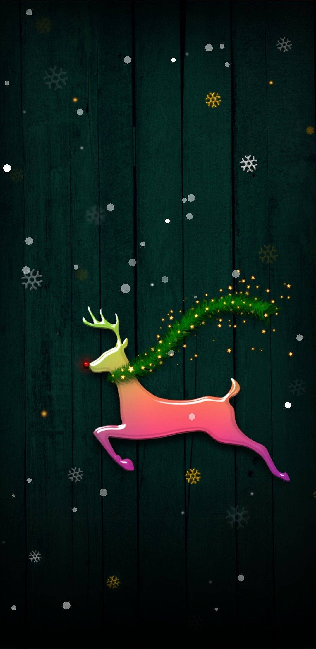 陽気なトナカイがクリスマスを祝う 壁紙