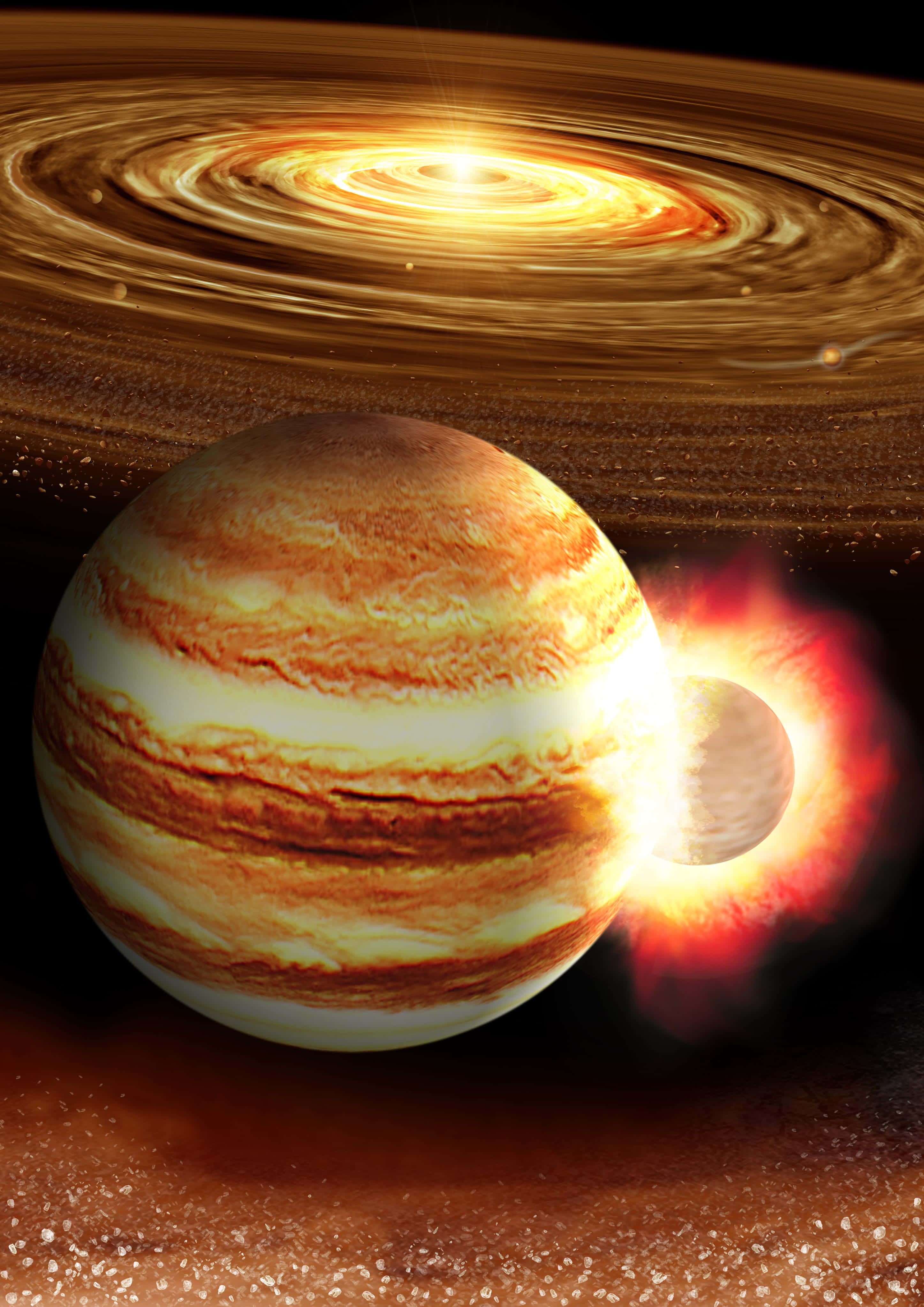 隕石が衝突する惑星 壁紙