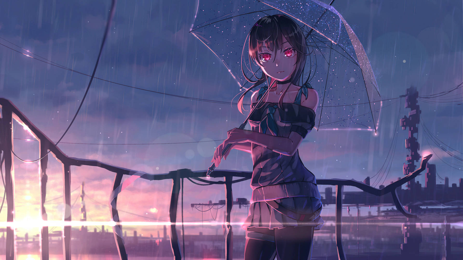 雨の中のアニメ少女 8K