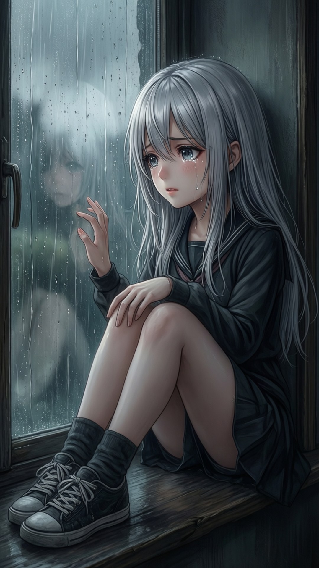 雨の窓 壁紙